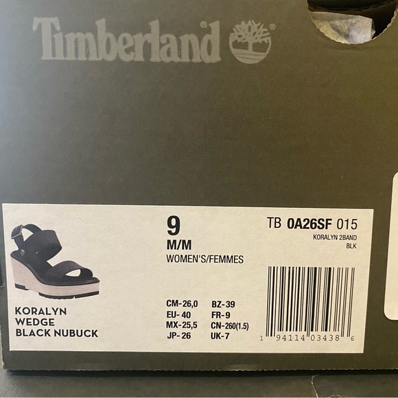 Timberland Koralyn Sporty Wedge Sandals in Nubuck Black Womens Sizes 7.5 8.5 9 - Picture 11 of 11
